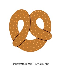 Pretzel on a white background. Vector illustration in doodle style 
