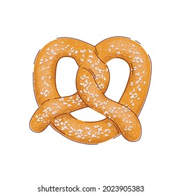 pretzel on white background, vector illustration, cartoon style