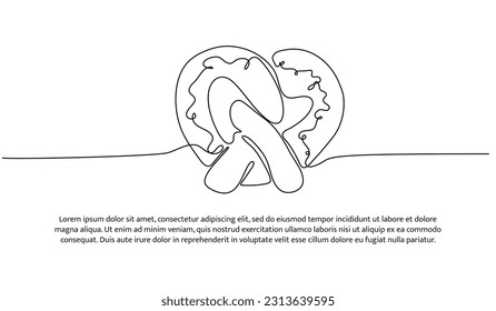 Pretzel one continuous line design. Restaurant food menu design concept. Decorative elements drawn on a white background.