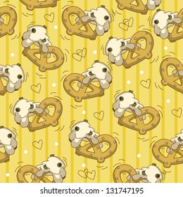 Pretzel with onion cream seamless pattern