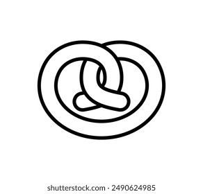 Pretzel outline icon isolated on white background. Bavarian german bretzel. Oktoberfest symbol. Vector illustration.