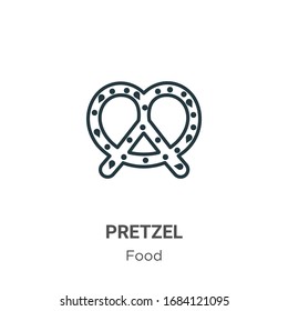 Umriss-Vektorillustration-Symbol für Bretzel. Dünne schwarze Bretzelsymbol, einfache flache Vektorillustration-Elementgrafik aus bearbeitbarem Lebensmittelkonzept einzeln auf weißem Hintergrund