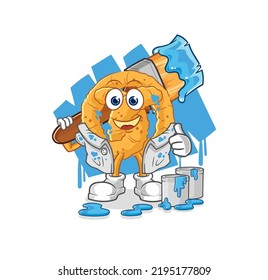 the pretzel painter illustration. character vector