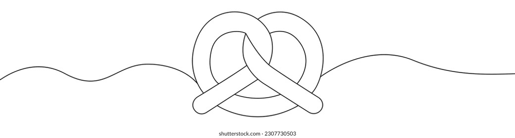 Pretzel Patisserie Icon Linie kontinuierliche Zeichenkette Vektorgrafik. Eine Zeile Pretzel-Konditorei Symbol, Vektorhintergrund. Gebäck-Symbol für Bretzel. Kontinuierliche Umrisse eines Pretzel-Konditorsymbol.