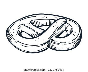 pretzel pastry product hand draw