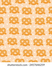 Pretzel pattern on a light pink background.