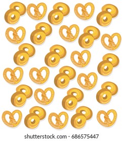 Pretzel pattern vector background illustration on white