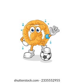 the pretzel playing soccer illustration. character vector