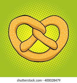 Pretzel pop art style vector illustration. Comic book style imitation. Vintage retro style. Conceptual illustration
