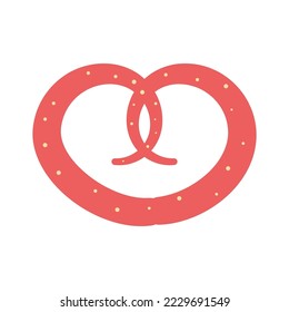 Pretzel with powder on white background for web. Vector isolated image for baked goods design