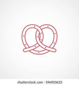 Pretzel Red Line Icon On White Background