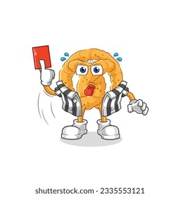 the pretzel referee with red card illustration. character vector