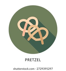 Pretzel Ícone De Cor Plano Arredondado, Mini Ilustração Relacionam-Se À Comida, Gastronomia. Use Para O Desenvolvimento Moderno De Conceitos, Ui, Ux Web E Aplicativos.