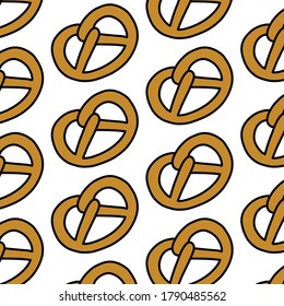 pretzel seamless doodle pattern, vector illustration