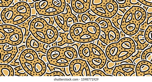 pretzel seamless pattern cookie vector snack bread scarf isolated wallpaper tile background cartoon doodle illustration design
