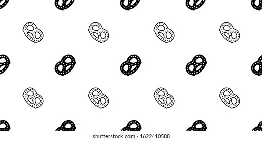 pretzel seamless pattern cookie vector snack bread scarf isolated repeat wallpaper tile background cartoon doodle illustration design