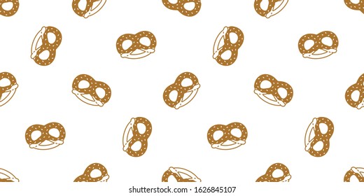 pretzel seamless pattern cookie vector snack bread scarf isolated tile background repeat wallpaper cartoon doodle illustration brown design
