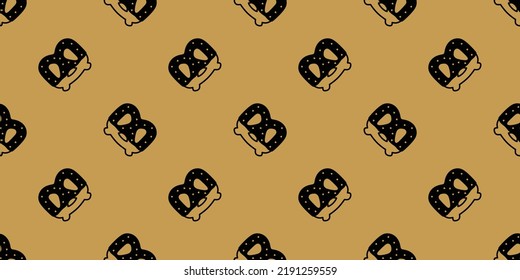 pretzel seamless pattern cookie vector bakery baked snack bread scarf isolated tile background repeat wallpaper cartoon gift wrapping paper doodle illustration clip art design