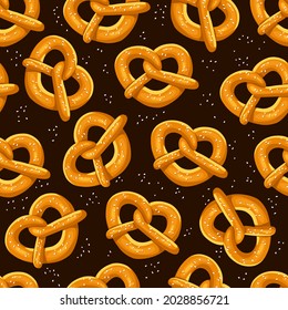 Pretzel seamless pattern on an isolated background. Vector background for Oktoberfest. Cartoon.