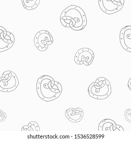 pretzel seamless pattern vector cookie snack bread isolated wallpaper background white