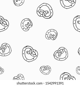 pretzel seamless pattern vector cookie snack bread isolated wallpaper background white
