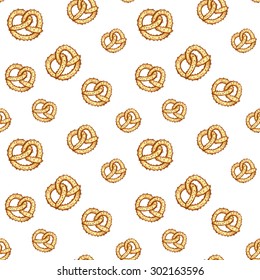 Pretzel seamless pattern. Vector illustration.