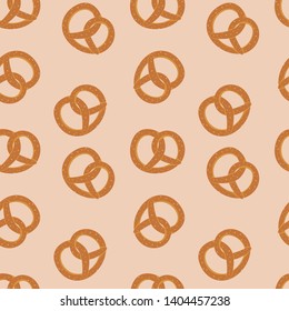 Pretzel. Seamless Vector Pattern Of Pretzels