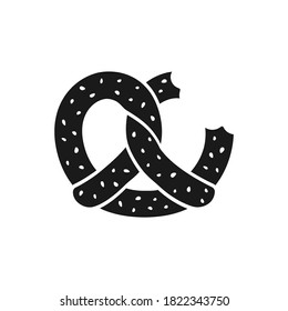Pretzel with sesame seeds with bite simple vector icon illustration