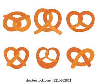 Pretzel sesame seeds collection hand drawn