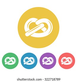 Pretzel set of vector colored round icons