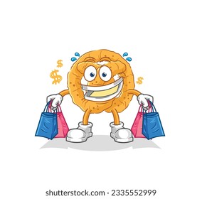 the pretzel shoping mascot. cartoon vector