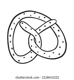Pretzel in simple doodle style. Vector illustration isolated on white background