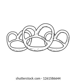 pretzel snacks food in black and white