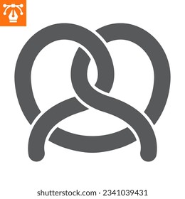 Pretzel solid icon, glyph style icon for web site or mobile app, oktoberfest and food, bagel vector icon, simple vector illustration, vector graphics with editable strokes.