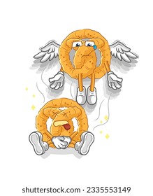the pretzel spirit leaves the body mascot. cartoon vector