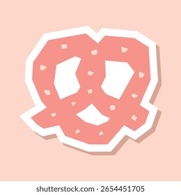 Pretzel Sticker with Flat Soft Color Palette in Cutout Style