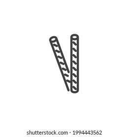 Pretzel sticks line icon. linear style sign for mobile concept and web design. Salted breadsticks outline vector icon. Symbol, logo illustration. Vector graphics