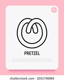 Icono de línea delgada de Pretzel, panadería. Ilustración vectorial moderna