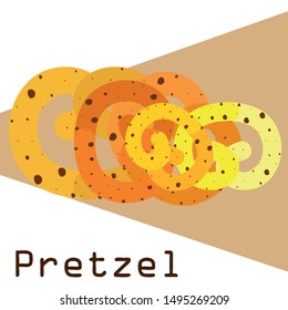 Pretzel Traditional baking. Illustration for the holiday Oktoberfest. Germany. Munich. Snack to beer. Cafe. Snack Bar. Bread. Bakery.