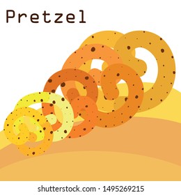 Pretzel Traditional baking. Illustration for the holiday Oktoberfest. Germany. Munich. Snack to beer. Cafe. Snack Bar. Bread. Bakery.