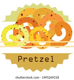 Pretzel Traditional baking. Illustration for the holiday Oktoberfest. Germany. Munich. Snack to beer. Cafe. Snack Bar. Bread. Bakery.