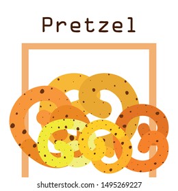 Pretzel Traditional baking. Illustration for the holiday Oktoberfest. Germany. Munich. Snack to beer. Cafe. Snack Bar. Bread. Bakery.