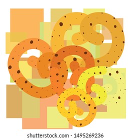 Pretzel Traditional baking. Illustration for the holiday Oktoberfest. Germany. Munich. Snack to beer. Cafe. Snack Bar. Bread. Bakery.