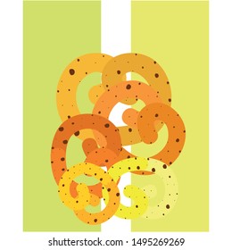 Pretzel Traditional baking. Illustration for the holiday Oktoberfest. Germany. Munich. Snack to beer. Cafe. Snack Bar. Bread. Bakery.