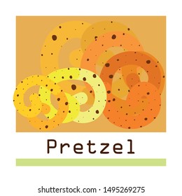 Pretzel Traditional baking. Illustration for the holiday Oktoberfest. Germany. Munich. Snack to beer. Cafe. Snack Bar. Bread. Bakery.