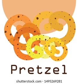 Pretzel Traditional baking. Illustration for the holiday Oktoberfest. Germany. Munich. Snack to beer. Cafe. Snack Bar. Bread. Bakery.