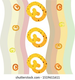 Pretzel Traditional baking. Illustration for the holiday Oktoberfest. Germany. Munich. Snack to beer. Cafe. Snack Bar. Bread. Bakery