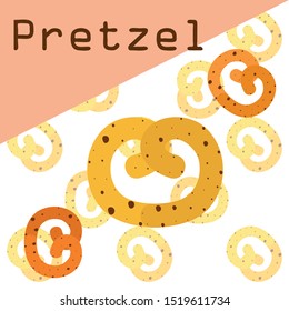 Pretzel Traditional baking. Illustration for the holiday Oktoberfest. Germany. Munich. Snack to beer. Cafe. Snack Bar. Bread. Bakery