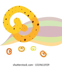 Pretzel Traditional baking. Illustration for the holiday Oktoberfest. Germany. Munich. Snack to beer. Cafe. Snack Bar. Bread. Bakery