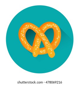 Pretzel Traditional Food Oktoberfest Festival Icon Flat Vector Illustration